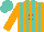 Silk - Orange and turquoise stripes, scarlet 'c,' turquoise cap