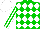 Silk - Green and white diamonds, white stripes on green sleeves, green and white cap