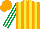 Silk - Orange and yellow stripes, white and emerald green striped sleeves