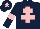 Silk - Dark blue, pink cross of lorraine, pink armlet, pink star on cap