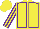 Silk - Yellow, purple seams, striped sleeves, yellow cap