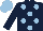 Silk - Dark blue, light blue spots, light blue cap