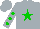 Silk - Silver, green star, green spots on sleeves