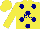 Silk - Yellow, navy 'bc', navy dots