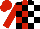 Silk - Red and white halves, black checked