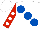 Silk - White, royal blue large spots, red sleeves, white spots