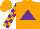 Silk - Orange, purple triangle, purple blocks on sleeves
