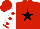 Silk - Red, black star, red dots and cuffs on white sleeves
