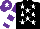 Silk - Black, white stars, purple and white hooped sleeves, purple cap, white star