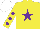 Silk - YELLOW, PURPLE star, YELLOW sleeves, PURPLE spots, WHITE cap