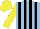 Silk - light blue, black stripes on yellow arms, yellow cap