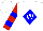 Silk - White, 'W' on Blue Diamond, 'R' and Blue Bars on Red Sleeves