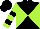 Silk - Black And Lime Green Diagonal Quarters, Black Bars On Lime Sleeves, Black Cap