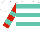 Silk - White, red and turquoise hoops, red and turquoise bars on sleeves, white cap