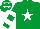Silk - Emerald green, white star, hooped sleeves and stars on cap