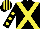 Silk - Black, yellow cross belts, black sleeves, yellow spots, striped cap