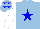 Silk - Light blue, blue star, white sleeves, light blue cap, blue stars