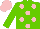Silk - Light green, pink spots, pink cap