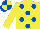 Silk - Yellow, royal blue spots, royal blue & yellow quartered cap
