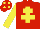 Silk - Red body, yellow cross of lorraine, yellow arms, red cap, yellow spots