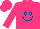 Silk - Hot pink, royal blue smiley face, hot pink cap