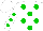 Silk - White, green dots, green dots on white sleeves, white cap