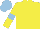 Silk - yellow, light blue armlets, light blue cap