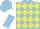 Silk - Light blue and yellow diamonds, white and light blue halved sleeves, light blue cap