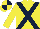 Silk - Yellow, dark blue cross sashes, quartered cap