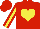 Silk - Red, yellow heart, yellow stripe on sleeves, red cap