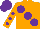 Silk - Orange, large purple spots, orange sleeves, purple spots and cap
