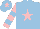 Silk - Light blue, pink star, pink and light blue hooped sleeves, light blue cap, pink star