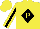 Silk - Yellow, black diamond with yellow 'p' on front and back, black stripe on yellow sleeves