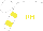 Silk - White, yellow 'rh' trimmed in black, yellow bars on one sleeve