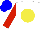 Silk - White, yellow spot, red sleeves, blue cap