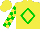 Silk - Yellow, green diamond frame, green and yellow checked sleeves, yellow cap