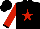 Silk - Black, red star, black cuffs on red sleeves