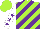Silk - Lime, purple diagonal stripes, purple stars on white sleeves