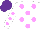 Silk - White, purple and lilac dots, purple and lilac dots on white sleeves, dark purple cap