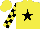Silk - Yellow, black star, black blocks on sleeves, yellow cap