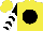 Silk - Yellow, black ball, white chevrons on black sleeves