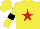 Silk - Yellow body, red star, yellow arms, black armlets, yellow cap, black striped