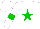 Silk - White, green star, green hoop on sleeves, white cap