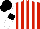 Silk - Red and white stripes, white sleeves, black armlets, black cap