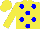 Silk - Yellow body, blue spots, yellow arms, yellow cap