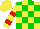 Silk - Yellow and green blocks, red bars on sleeves
