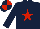 Silk - Dark blue, red star, quartered cap