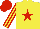 Silk - Yellow, red star, striped sleeves, red cap