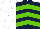 Silk - Dark blue, light green chevrons, white sleeves and cap