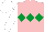 Silk - PINK, EMERALD GREEN triple diamond, WHITE sleeves and cap